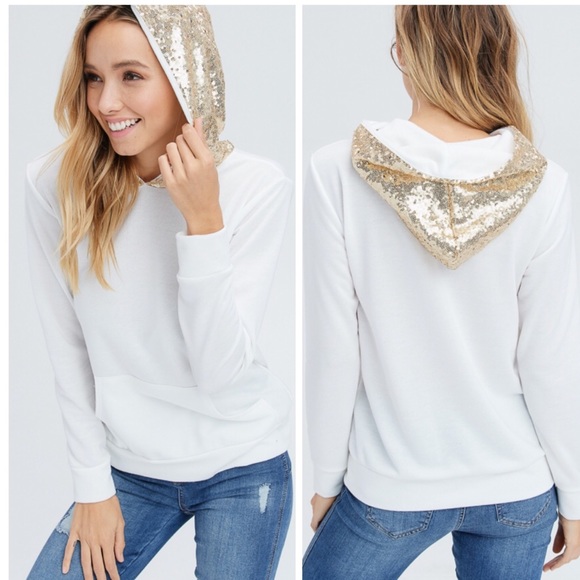 Penna&Pine Tops - **SALE ** Gold Sequined Hoodie